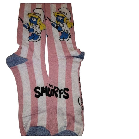 Lot of 4 The Smurfs Unisex One Size Shoe Size 7-12 Novelty Socks Fun Cartoon - Picture 2 of 7